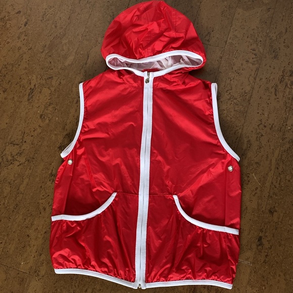 Vintage 90’s Escada women’s golf hood red/white vest! Mesh lined! Pockets Size 8 - Picture 12 of 14